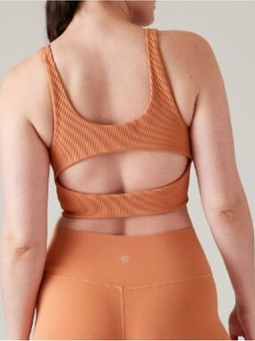 Athleta Ribbed Cutout Sports Bra - Terracotta Orange NWOT